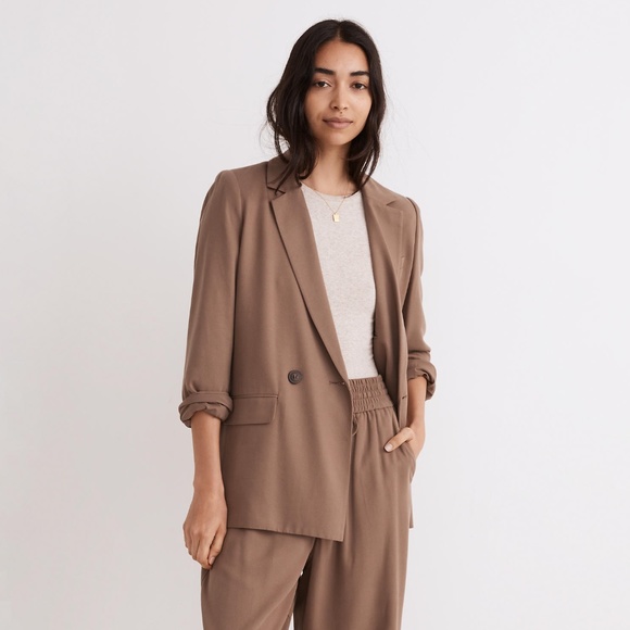 New MADEWELL Drapeweave Caldwell Double-Breasted Blazer in Castle Rock - Picture 2 of 5